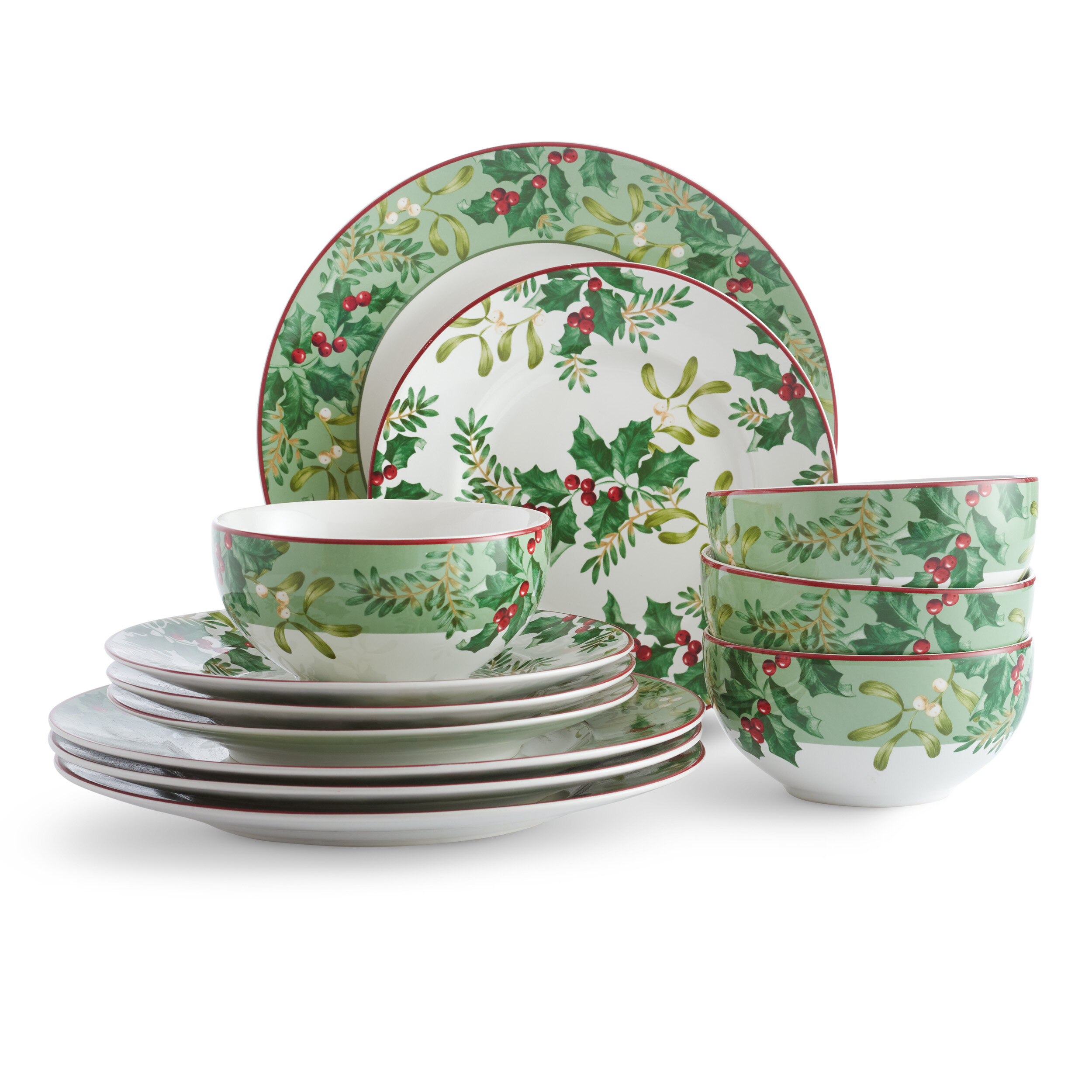 222 Fifth Christmas Foliage 12 Piece Dinnerware Set Service for 4 Reviews Wayfair